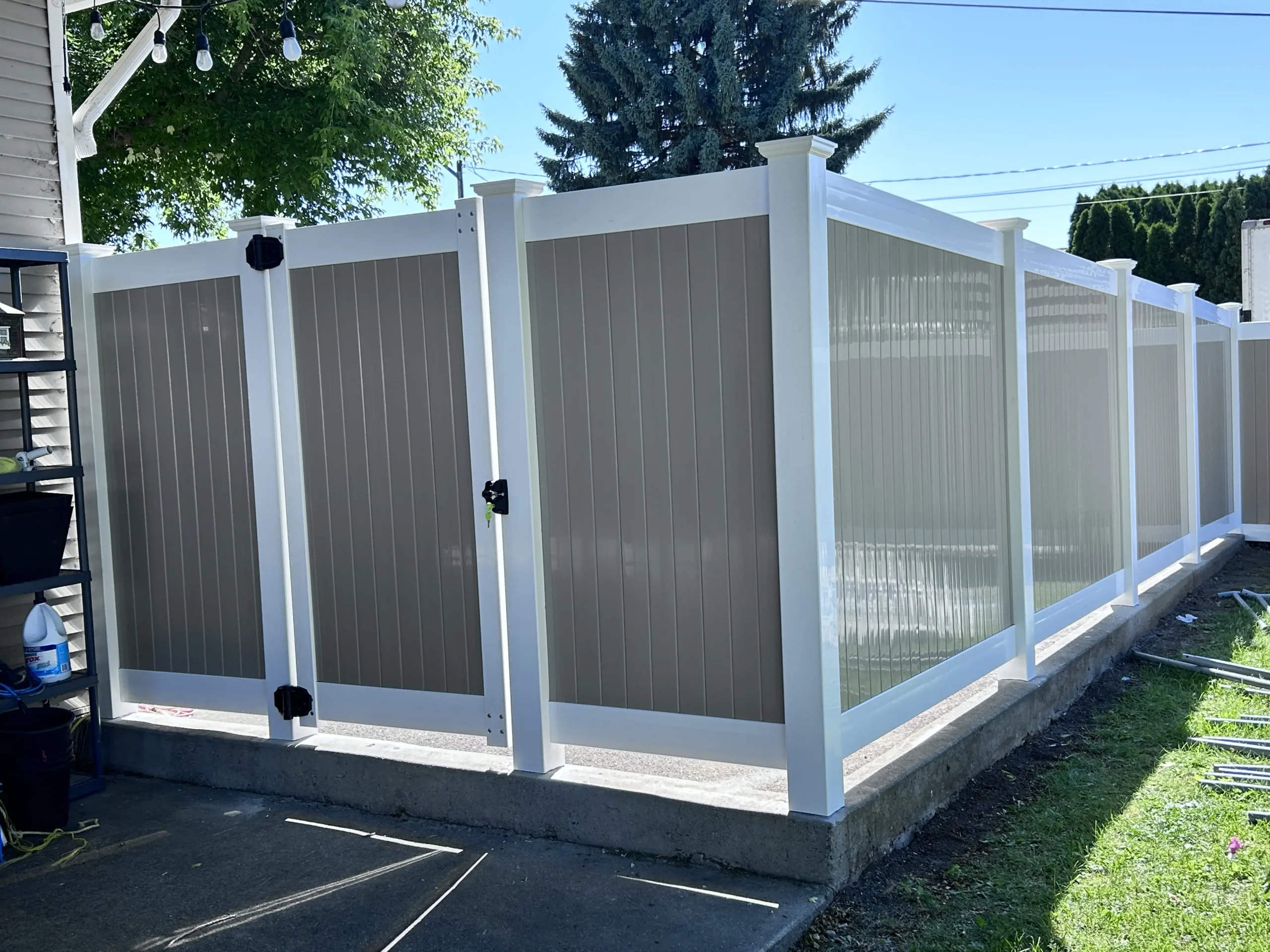 A client's home fitted with outdoor vinyl railings